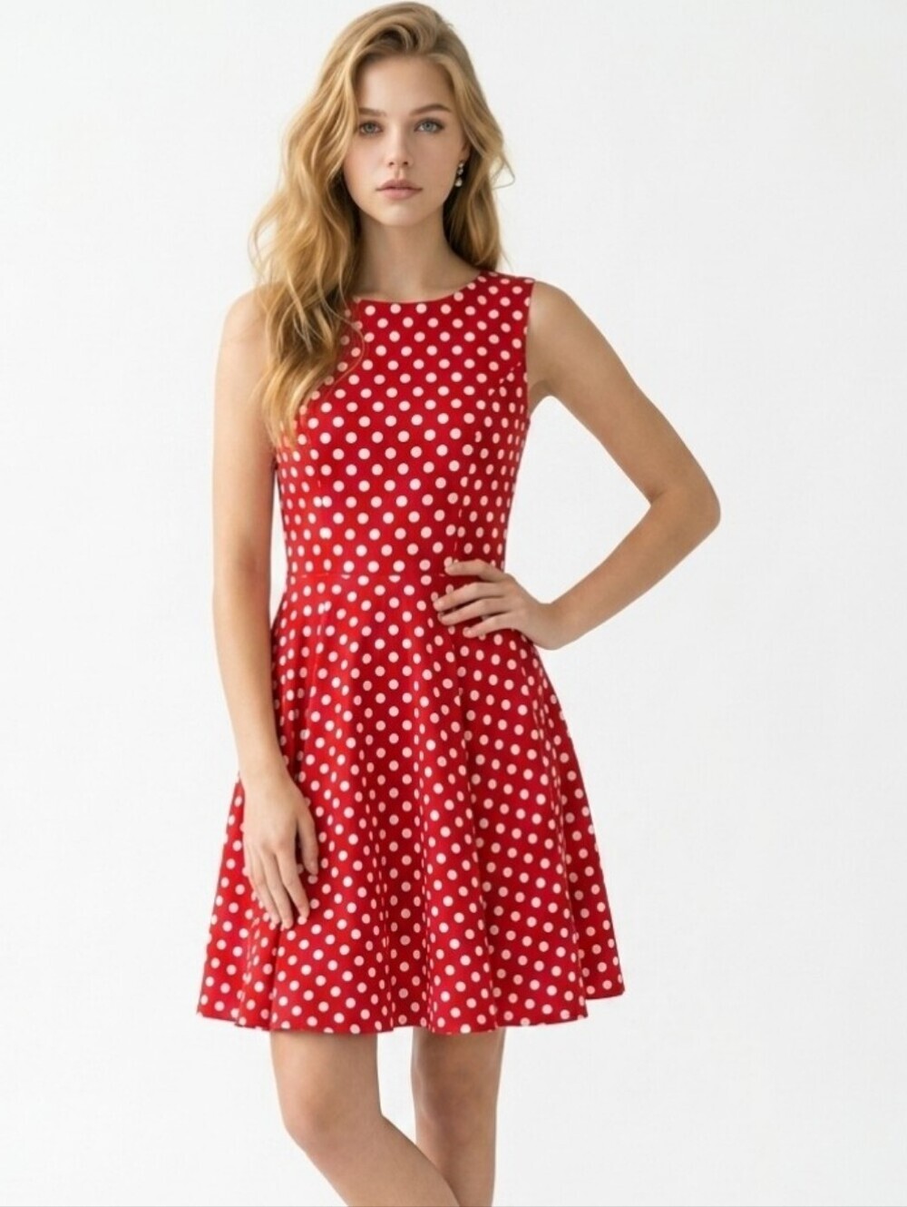 Grace Karin Red and White Polka Dot Midi Dress